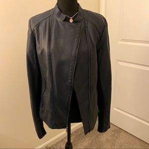 Express Leather Dark Navy and Black Jacket